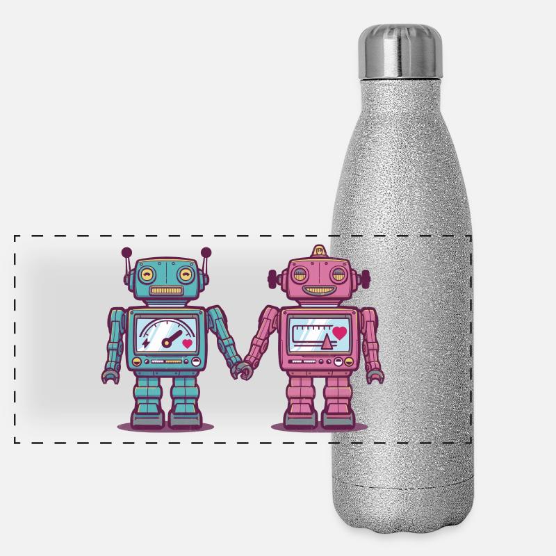 Liebend Robots Panorama Glitzer Isolierflasche 500 ml