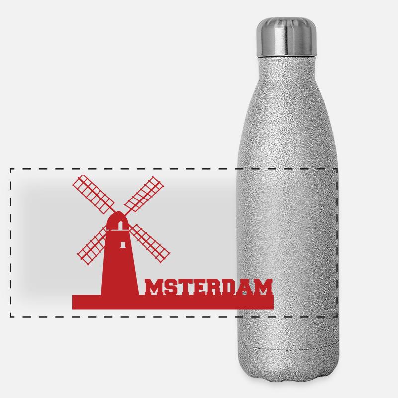 Amsterdam - Holland - Niederlande - Geschenk Panorama Glitzer Isolierflasche 500 ml