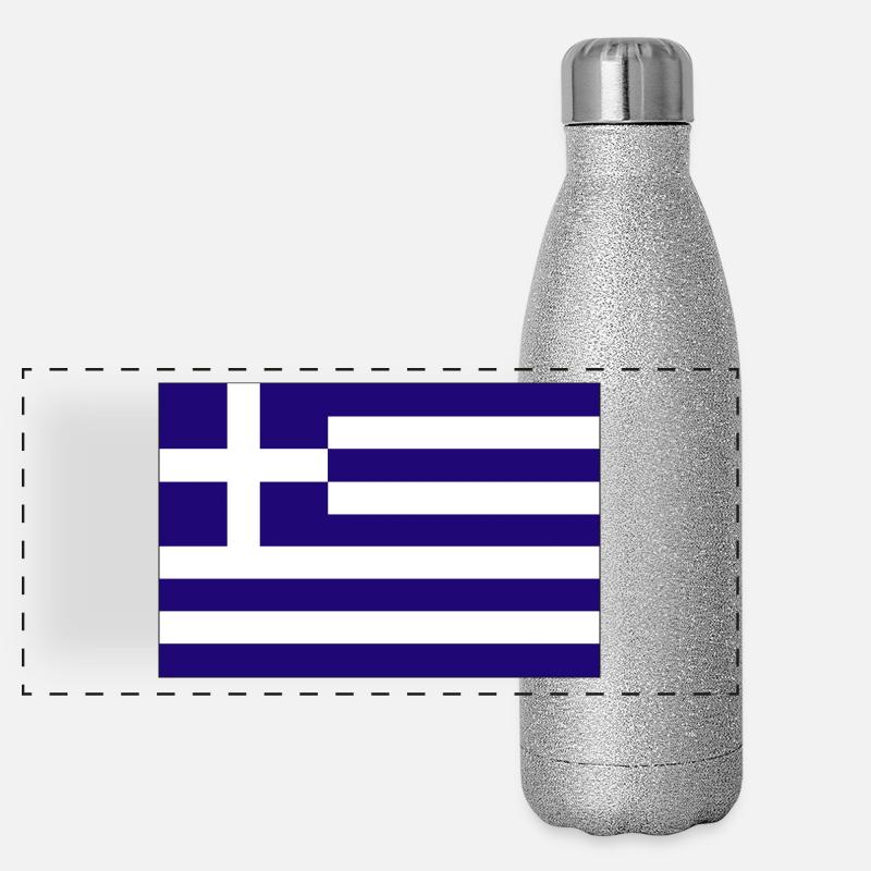 Drapeau du drapeau de la Grèce Gourde isotherme panoramique pailletée 500 ml