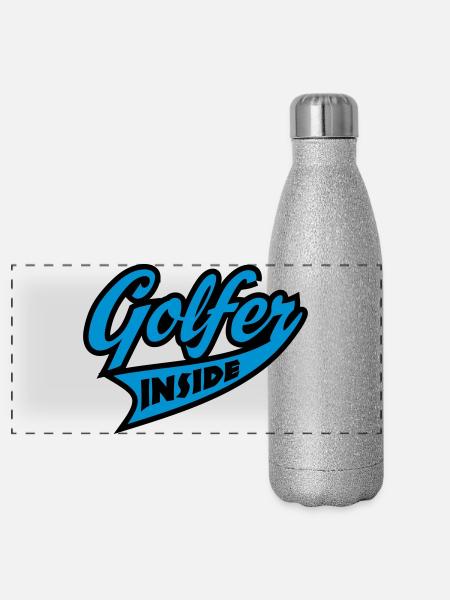 Golf - Panorama Glitzer Isolierflasche 500 ml - Silber Glitzer