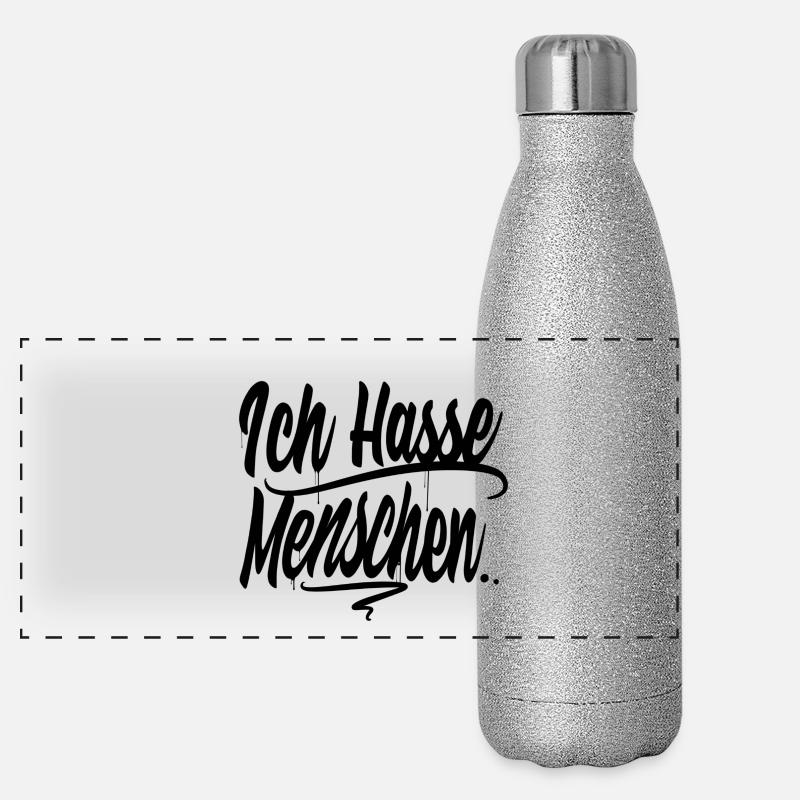 Ich hasse Menschen Panorama Glitzer Isolierflasche 500 ml