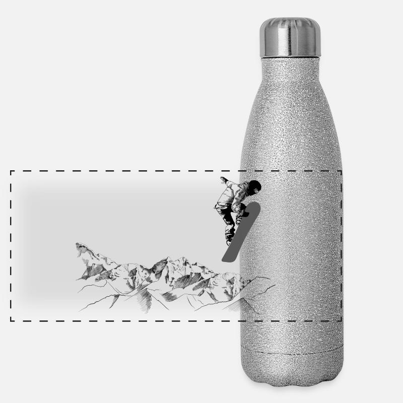 Snowboarder Panorama Glitzer Isolierflasche 500 ml