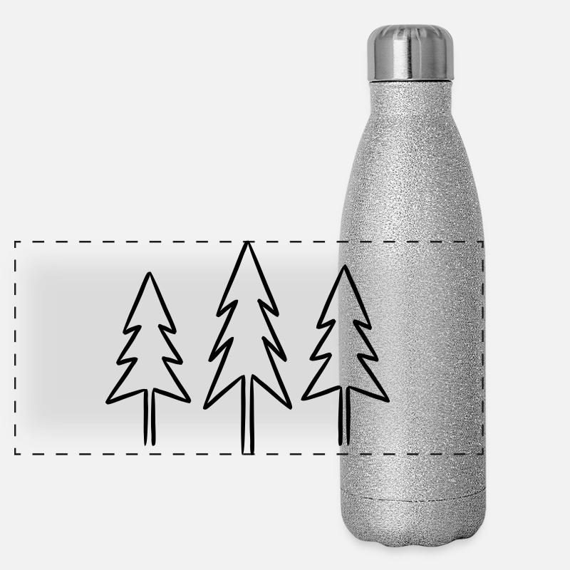 Sapins sapins forêt Noël Avent Gourde isotherme panoramique pailletée 500 ml