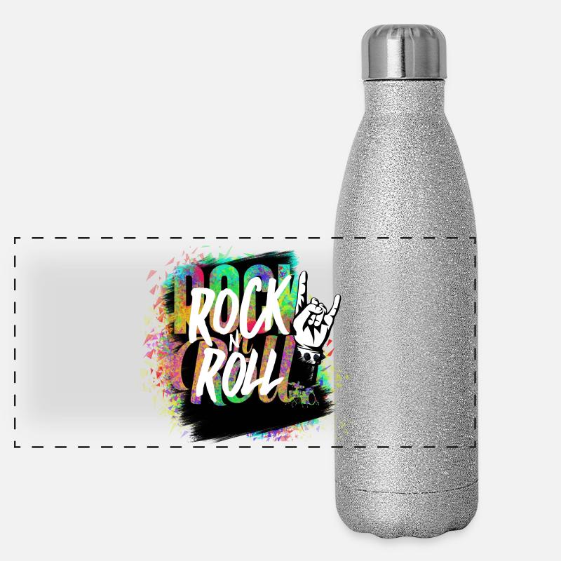 Rock n Roll Farbexplosion - Panorama Glitzer Isolierflasche 500 ml - Silber Glitzer