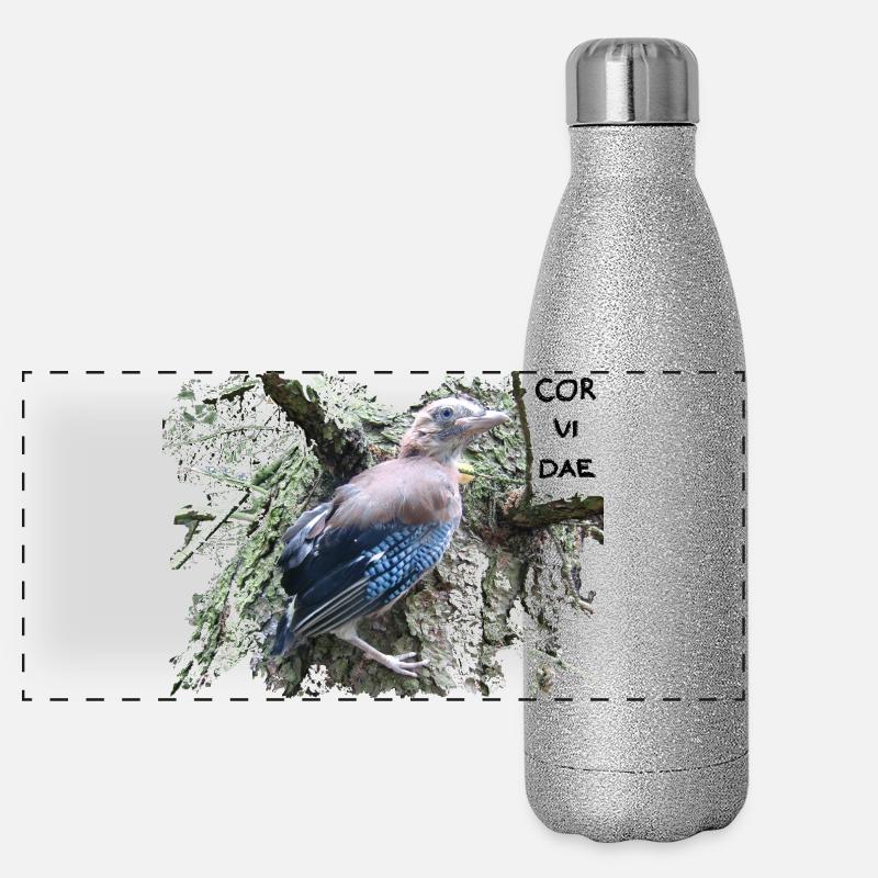 Eichelhäher Corvidae Panorama Glitzer Isolierflasche 500 ml