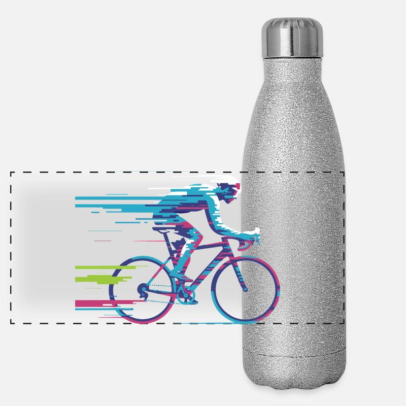 Evolve Your Ride – Glitch Cycling Concept Panoramic Glitter Thermal Bottle 500 ml