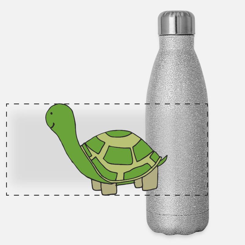 Illustration d'une tortue joueuse Gourde isotherme panoramique pailletée 500 ml