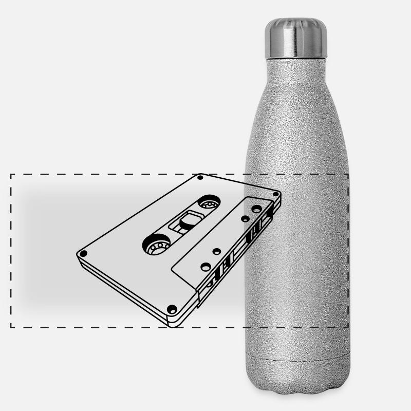 Kassette schräg Retro – Musik Mixtape Design Panorama Glitzer Isolierflasche 500 ml