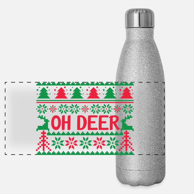 Hässlicher Pullover - Oh Hirsch Panorama Glitzer Isolierflasche 500 ml
