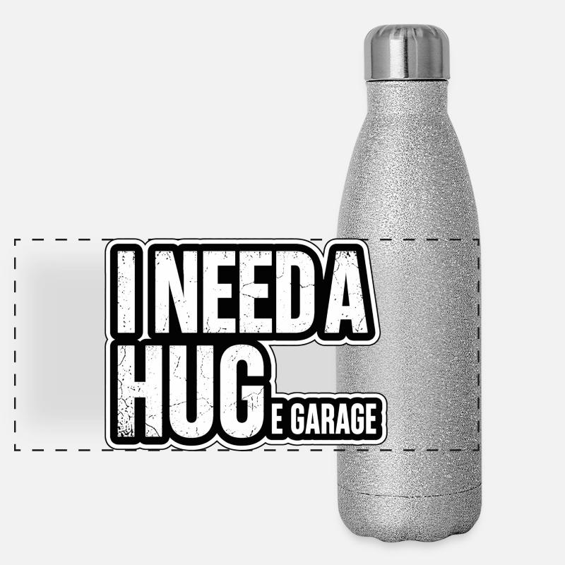 I Need A Huge Garage Schrauber Spruch Panorama Glitzer Isolierflasche 500 ml