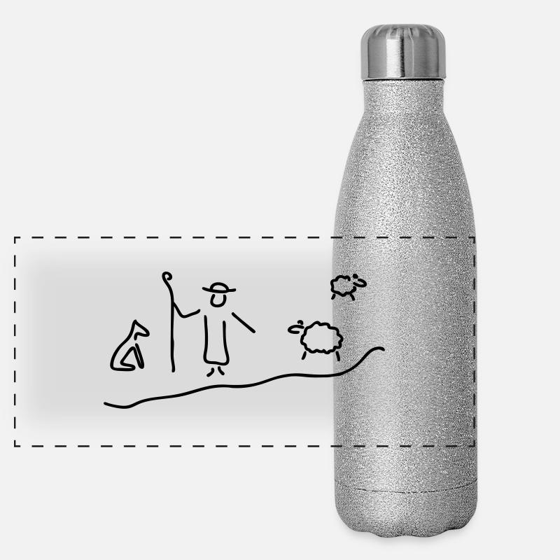 schäfer mit herde Panorama Glitzer Isolierflasche 500 ml