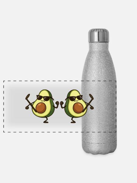 avocado karate 2 - Panorama Glitzer Isolierflasche 500 ml - Silber Glitzer - Vorne