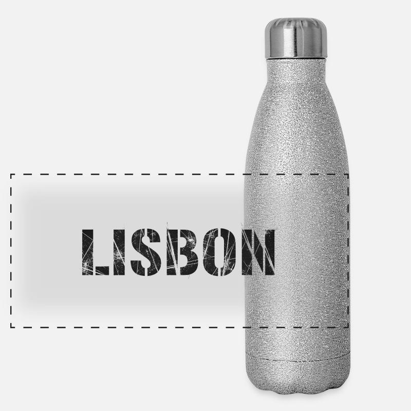 Lissabon Panorama Glitzer Isolierflasche 500 ml