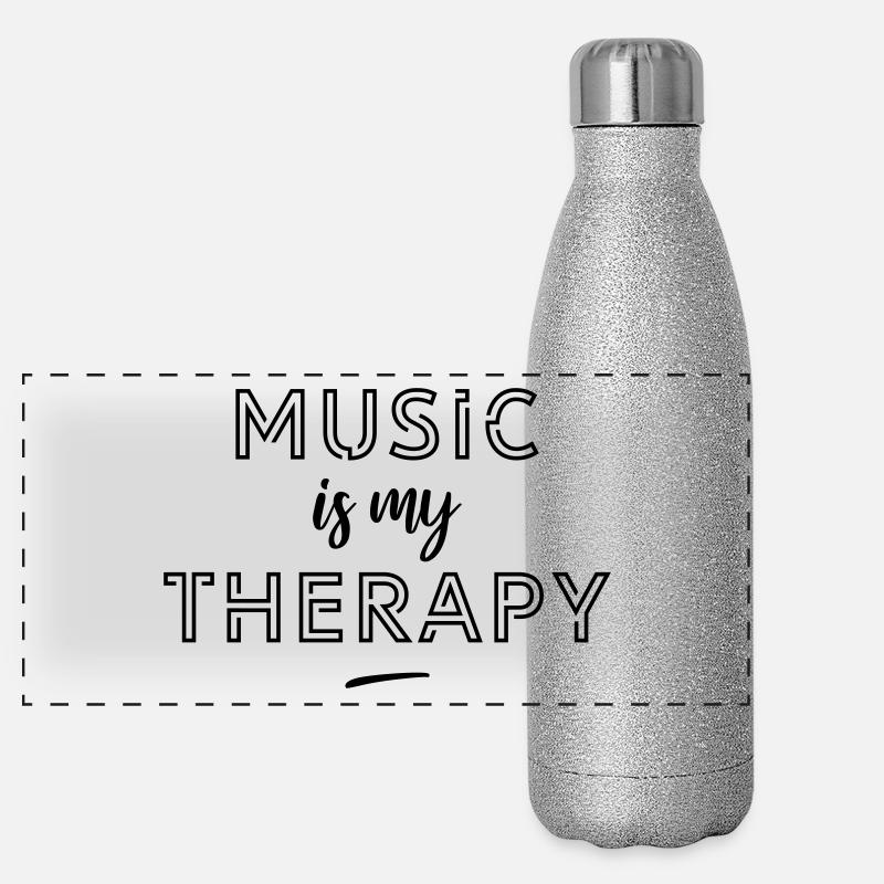 Music is my therapy Panorama Glitzer Isolierflasche 500 ml