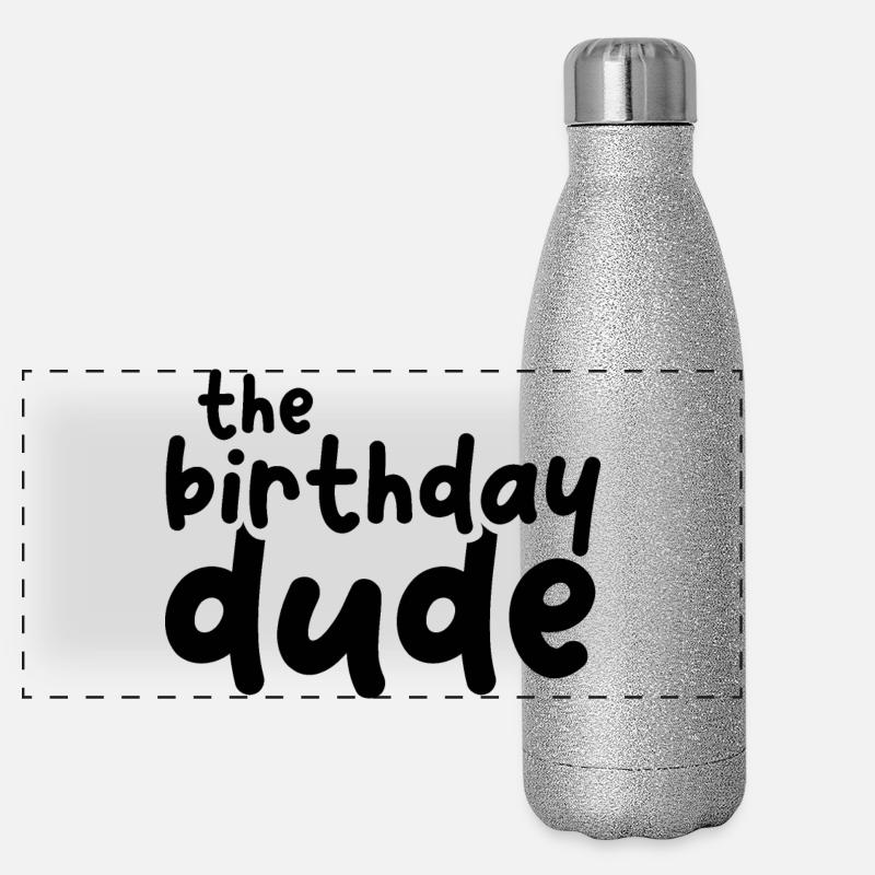 l’anniversaire mec anniversaire garçon guy icône drôle Gourde isotherme panoramique pailletée 500 ml