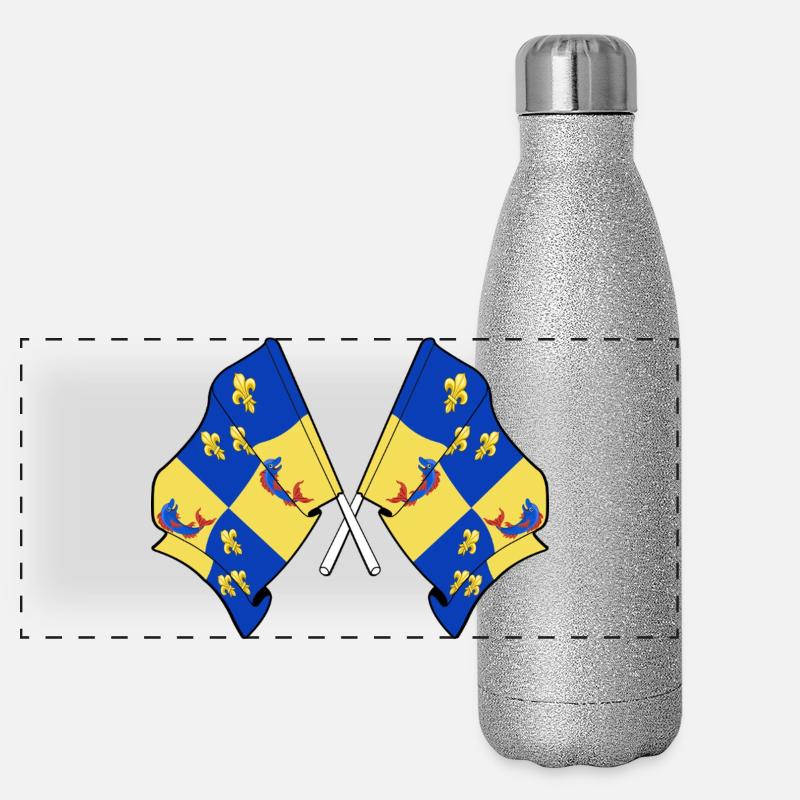 Drapeaux du Dauphiné croisés Gourde isotherme panoramique pailletée 500 ml