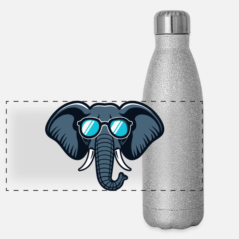 Elephant Retro Glasses Panoramic Glitter Thermal Bottle 500 ml