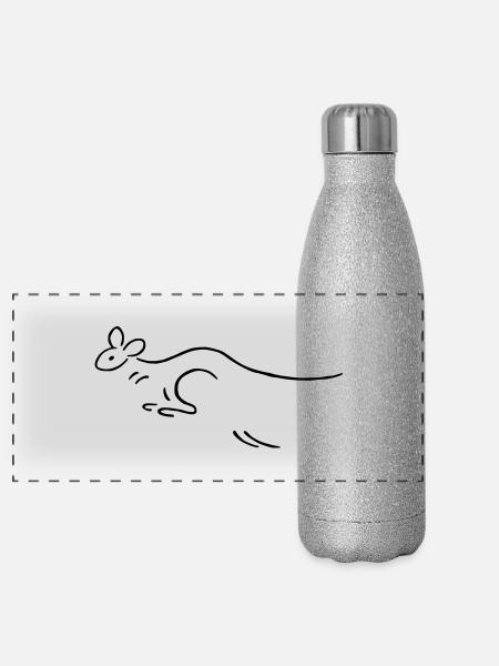 Känguruh - Panorama Glitzer Isolierflasche 500 ml - Silber Glitzer