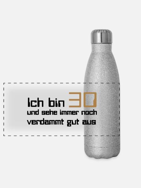 30 - Panoramic Glitter Thermal Bottle 500 ml - silver glitter - Front