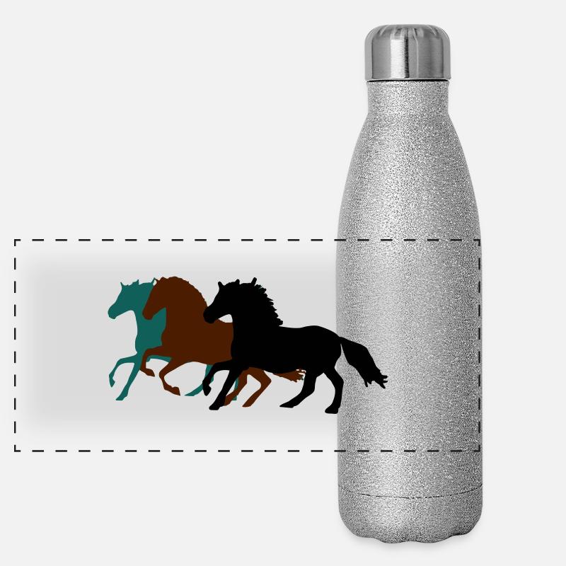 drei_pferde_pferd Panorama Glitzer Isolierflasche 500 ml