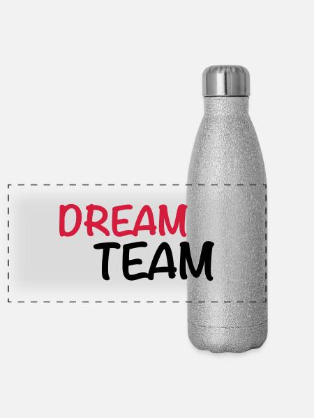 Dream Team - Gourde isotherme panoramique pailletée 500 ml - paillettes argentées - Devant