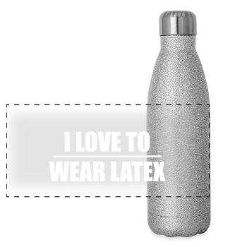 Font Design "I love to wear Latex" - Panoramic Glitter Thermal Bottle 500 ml - silver glitter - Front