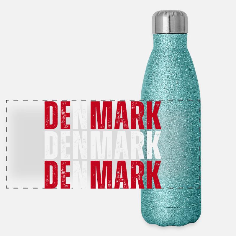 Drapeau du Danemark, fierté danoise Gourde isotherme panoramique pailletée 500 ml