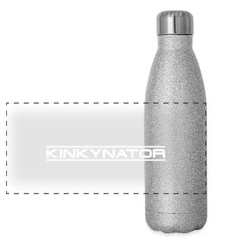 Schrift Design "Kinkynator" - Panorama Glitzer Isolierflasche 500 ml - Silber Glitzer - Vorne