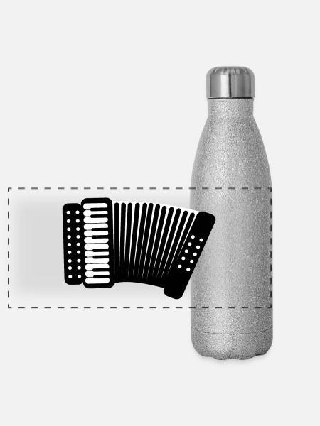 Akkordeon - Panorama Glitzer Isolierflasche 500 ml - Silber Glitzer