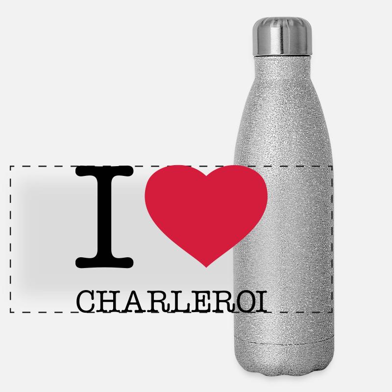 I LOVE CHARLEROI Panorama Glitzer Isolierflasche 500 ml