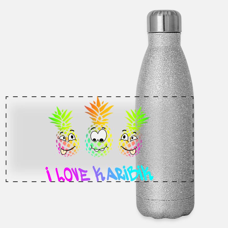 Urlaub Karibik Panorama Glitzer Isolierflasche 500 ml