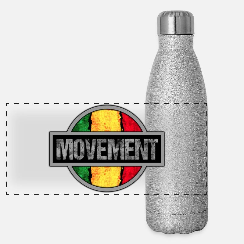 Rastafarian Motion Icon Design Panoramic Glitter Thermal Bottle 500 ml
