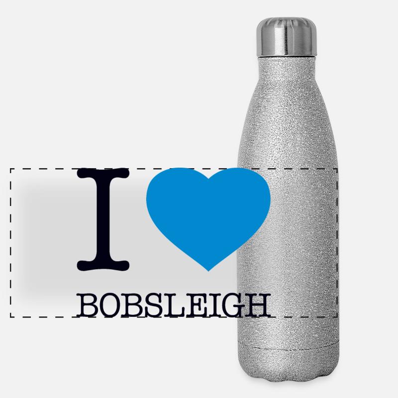 I LOVE BOBSLEIGH Bobfahren Panoramic Glitter Thermal Bottle 500 ml