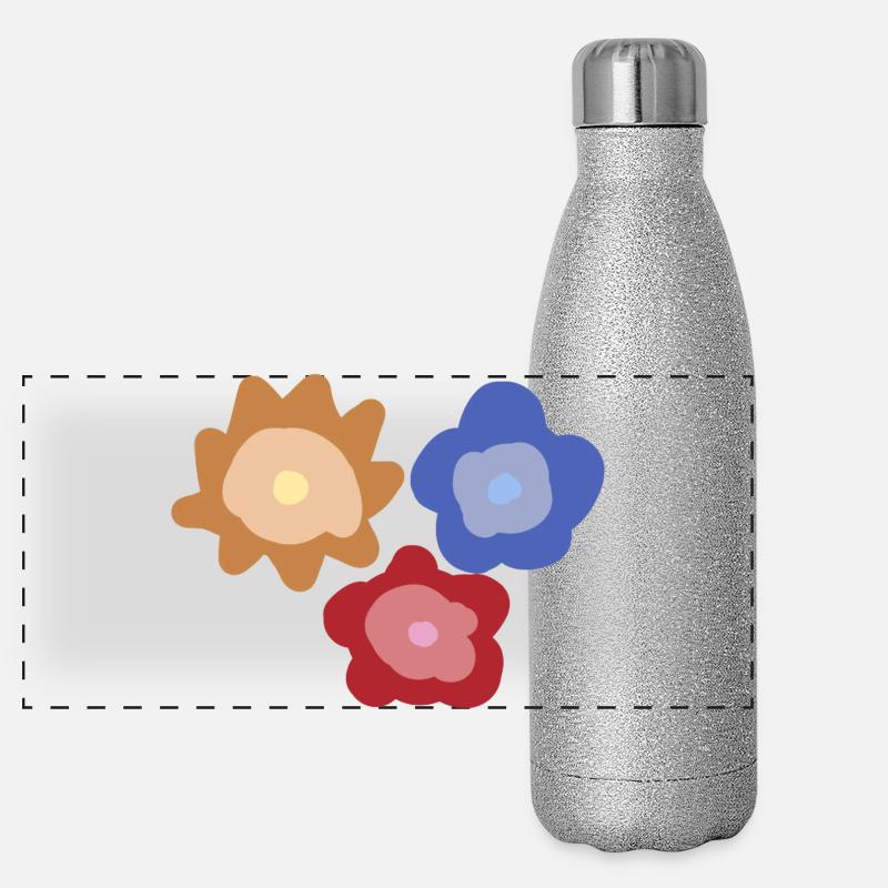 Cercles de fleurs abstraits Gourde isotherme panoramique pailletée 500 ml