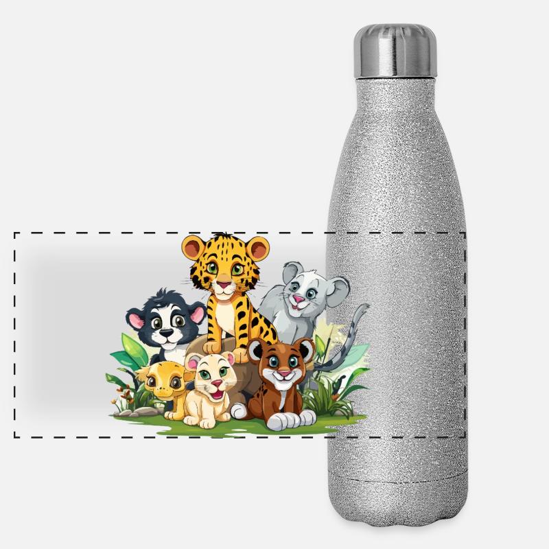 Tierfreunde im Dschungel Panorama Glitzer Isolierflasche 500 ml