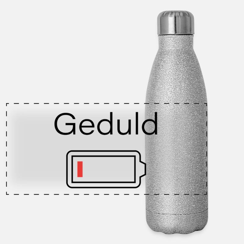 Patience – Battery Empty Minimal Statement Panoramic Glitter Thermal Bottle 500 ml