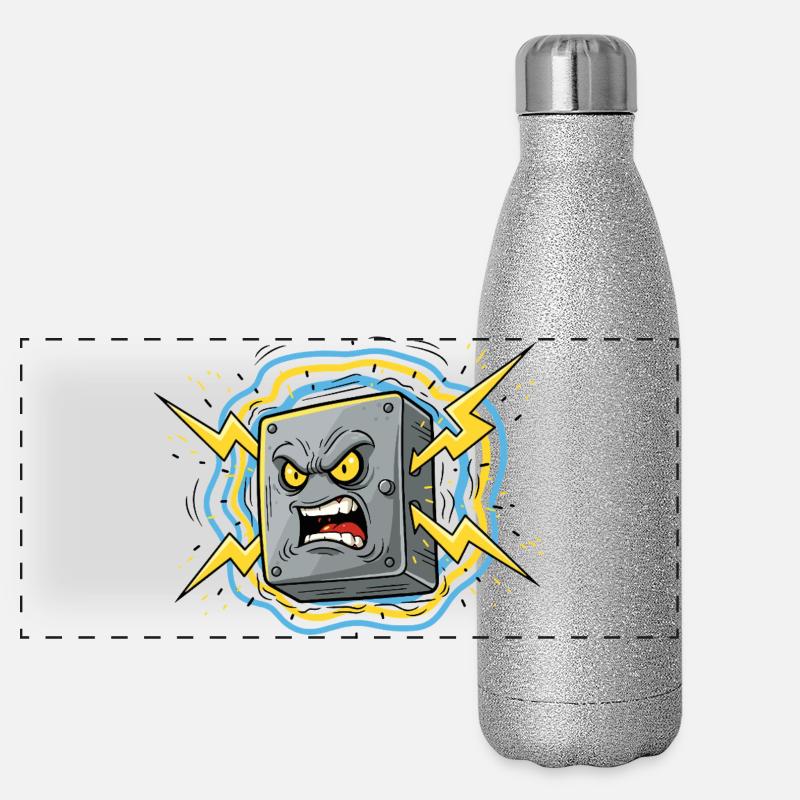 Wütende Steckdose Blitz Panorama Glitzer Isolierflasche 500 ml