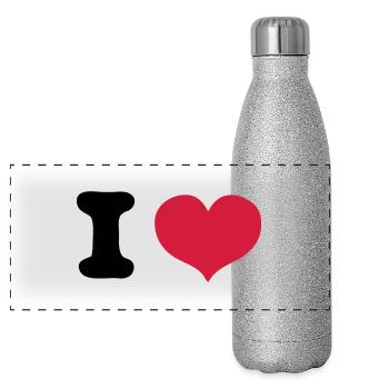 i love - Panorama Glitzer Isolierflasche 500 ml - Silber Glitzer - Vorne