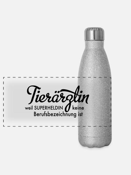 Tierärztin - Panorama Glitzer Isolierflasche 500 ml - Silber Glitzer