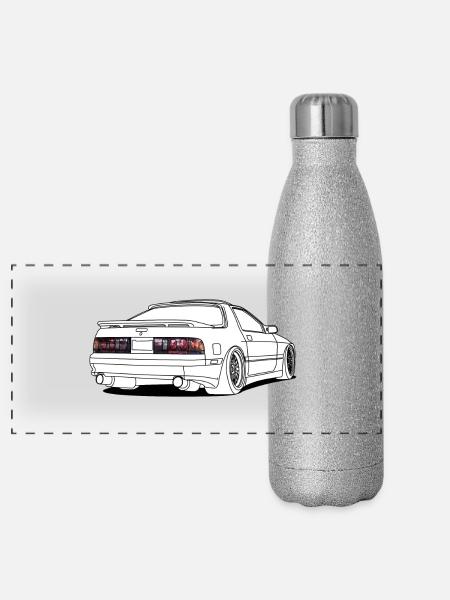 old rx7 white - Gourde isotherme panoramique pailletée 500 ml - paillettes argentées - Devant