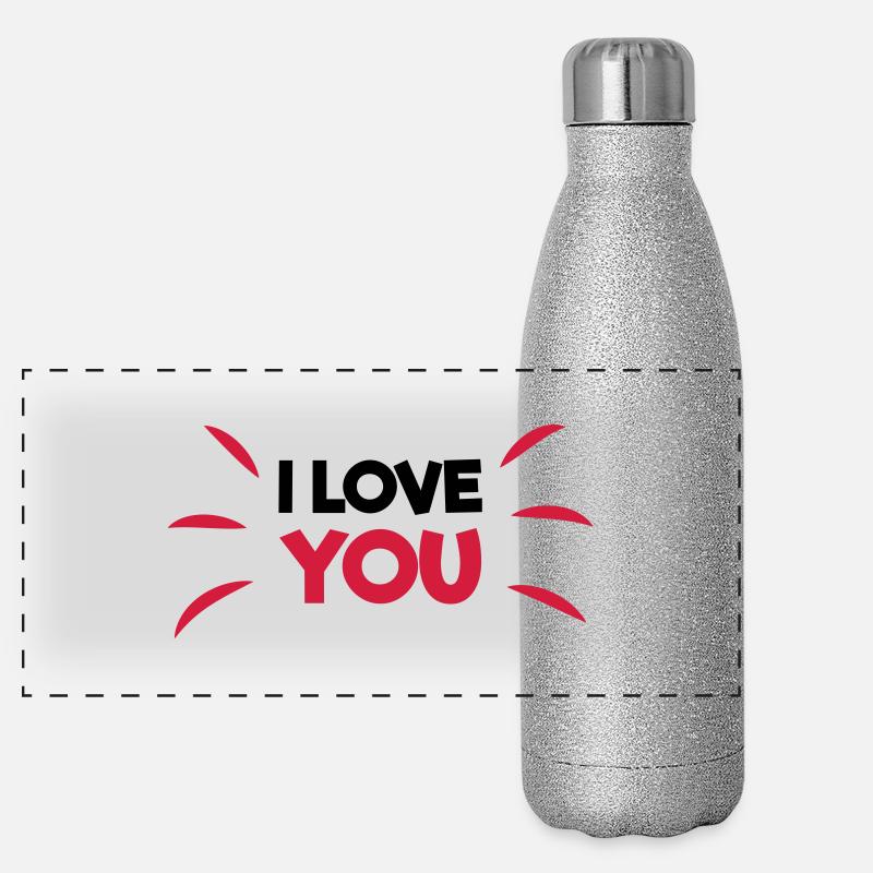 I love you - Gourde isotherme panoramique pailletée 500 ml - paillettes argentées