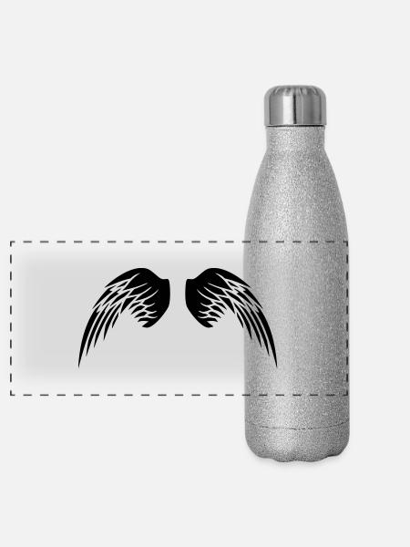 Angel Wings - Panoramisk glimmer termoflaske 500 ml - silver glitter - Foran