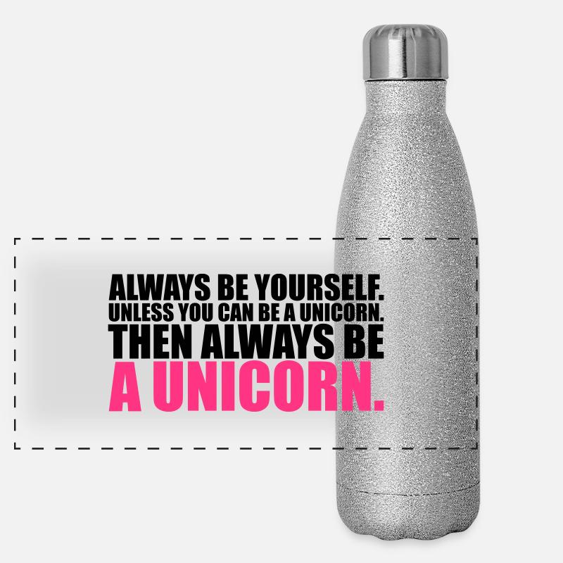 always be yourself unicorn funny - Panoramic Glitter Thermal Bottle 500 ml - silver glitter