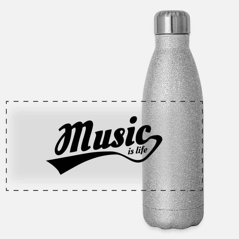 music is life Panorama Glitzer Isolierflasche 500 ml