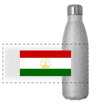 Tajikistan - Panoramic Glitter Thermal Bottle 500 ml - silver glitter - Front