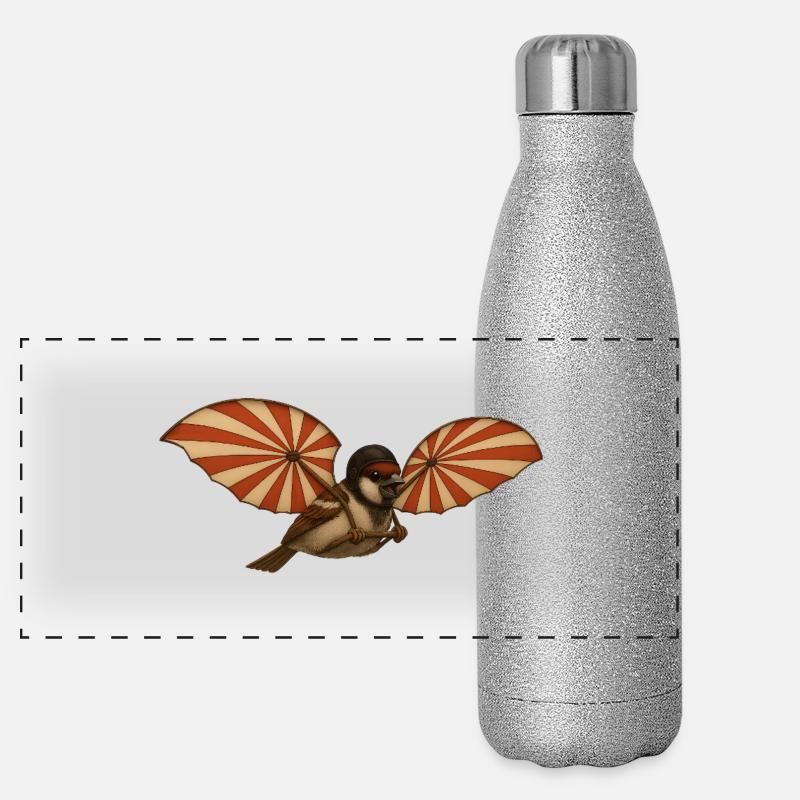 Ulmer Spatz als Schneider von Ulm Panorama Glitzer Isolierflasche 500 ml