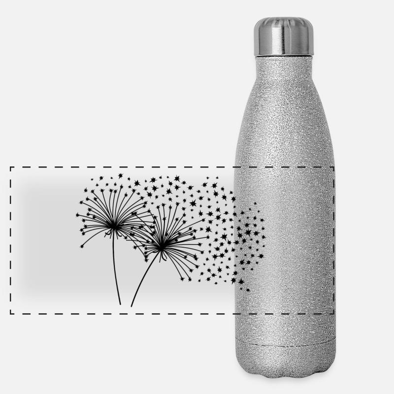 PiexSu - Etoiles Dandelion Gourde isotherme panoramique pailletée 500 ml