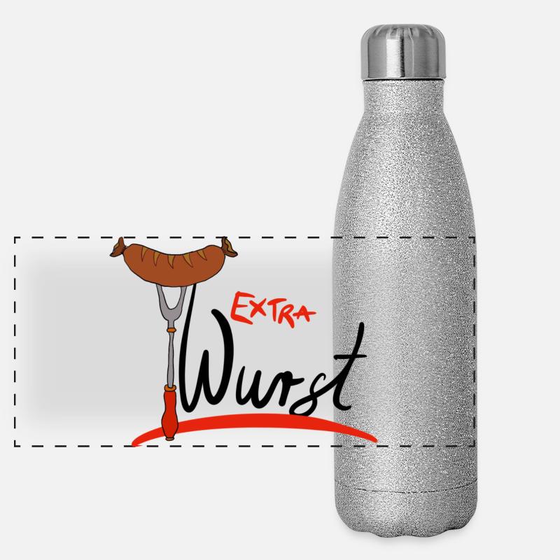 Extra Wurst Barbecue Humor Panorama Glitzer Isolierflasche 500 ml