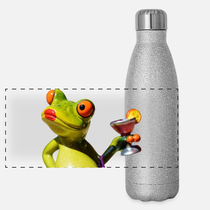 Lime Frog Martini Night Panoramic Glitter Thermal Bottle 500 ml