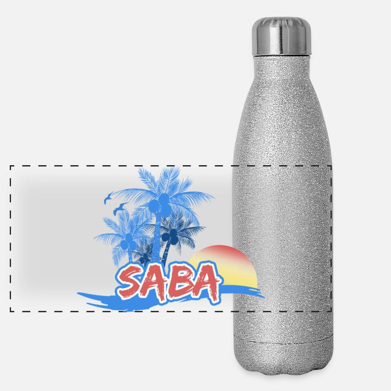 Saba als Strand Panorama Glitzer Isolierflasche 500 ml